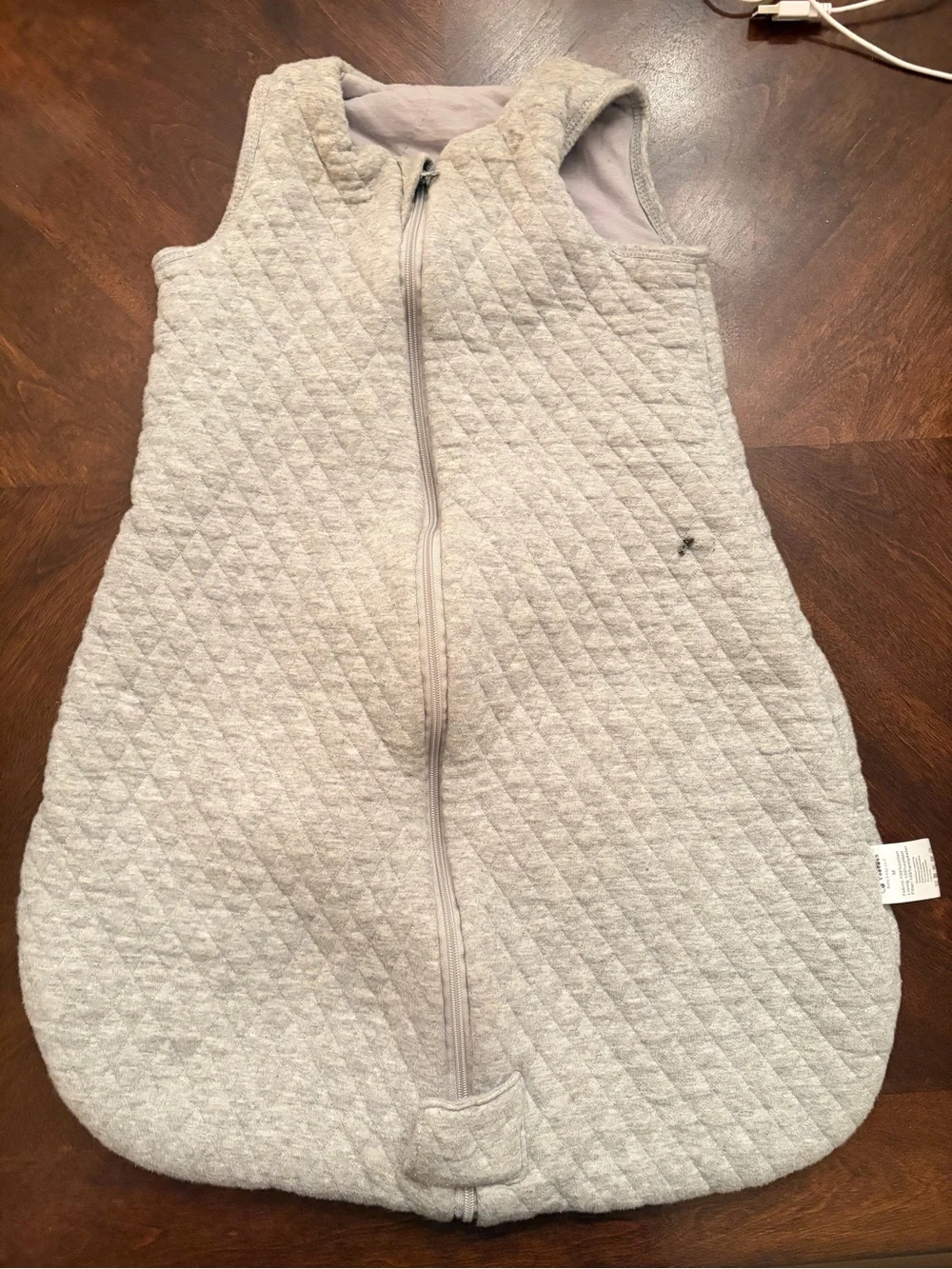Light Gray Quilted Kids Sleep Sack - Cozy Zip Front Pajama